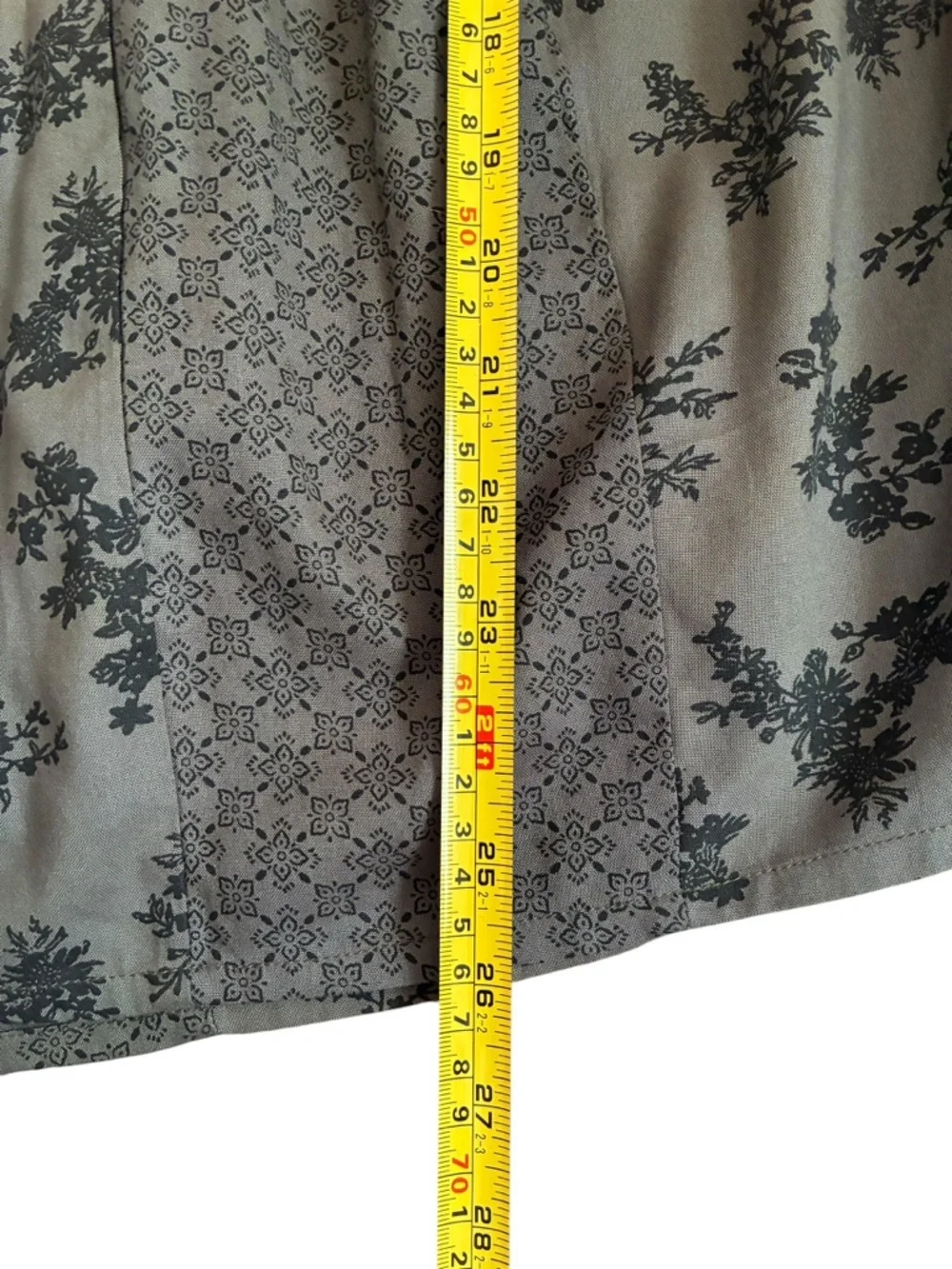 Gray Bohemian Floral Tassel Tie Peasant Blouse - Picture 5 of 5